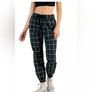 Tinseltown Black and Green Track Pants Relaxed Fit Joggers XS High-Rise